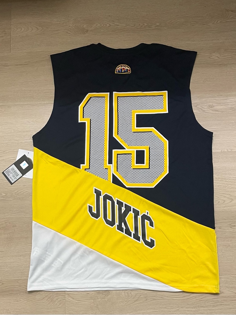 NBA Black, Yellow & White Nikola Jokić #15 Basketball Jersey